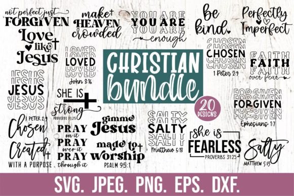 Christian SVG Bundle: Bible Verse Quote Graphics & Crafts