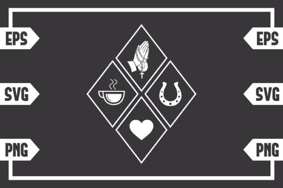 Coffee Jesus Heart and Horse Hoe Graphics for Crafts